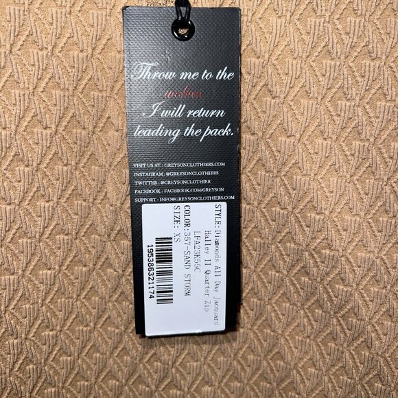 GREYSON GOLF Diamonds All Day Jacquard Halley Quarter Zip Top XS Sandstorm NWT - Picture 5 of 7